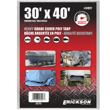 Load image into Gallery viewer, Erickson Straps &amp; Tie Downs 57027 30'X40' Silver Heavy Grade Poly Tarp