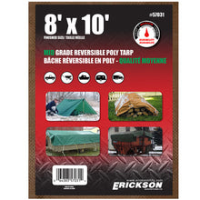 Load image into Gallery viewer, Erickson Straps &amp; Tie Downs 57031 8&#39;X10&#39; Reversible Mid Grade Poly Tarp Brown/Green