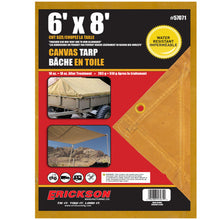 Load image into Gallery viewer, Erickson Straps &amp; Tie Downs 57071 6'X8' Canvas Tarp 10 Oz