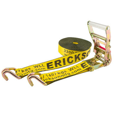 Erickson Straps & Tie Downs 58510 2"X30' 10,000 Lb Long Handle Ratchet Dbl J Hks W/ Bonus Web Clamp Bulk