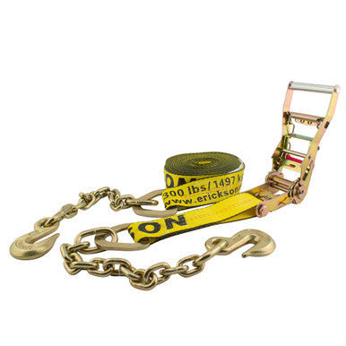 Erickson Straps & Tie Downs 58727 2"X30' 10,000 Lb Long Handle Ratchet W/ Chain Leads W/ Bonus Web Clamp Bulk