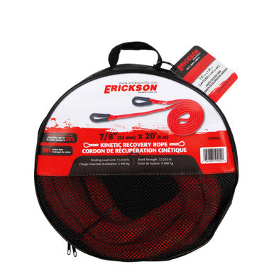 Erickson Straps & Tie Downs 59402 7/8" X 20' Kinetic Recovery Rope 22,020 Lb. Breaking Strength