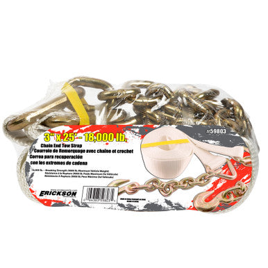 Erickson Straps & Tie Downs 59803 3"X25' 18,000 Lb Recovery Strap W/ Chain Lead Bulk