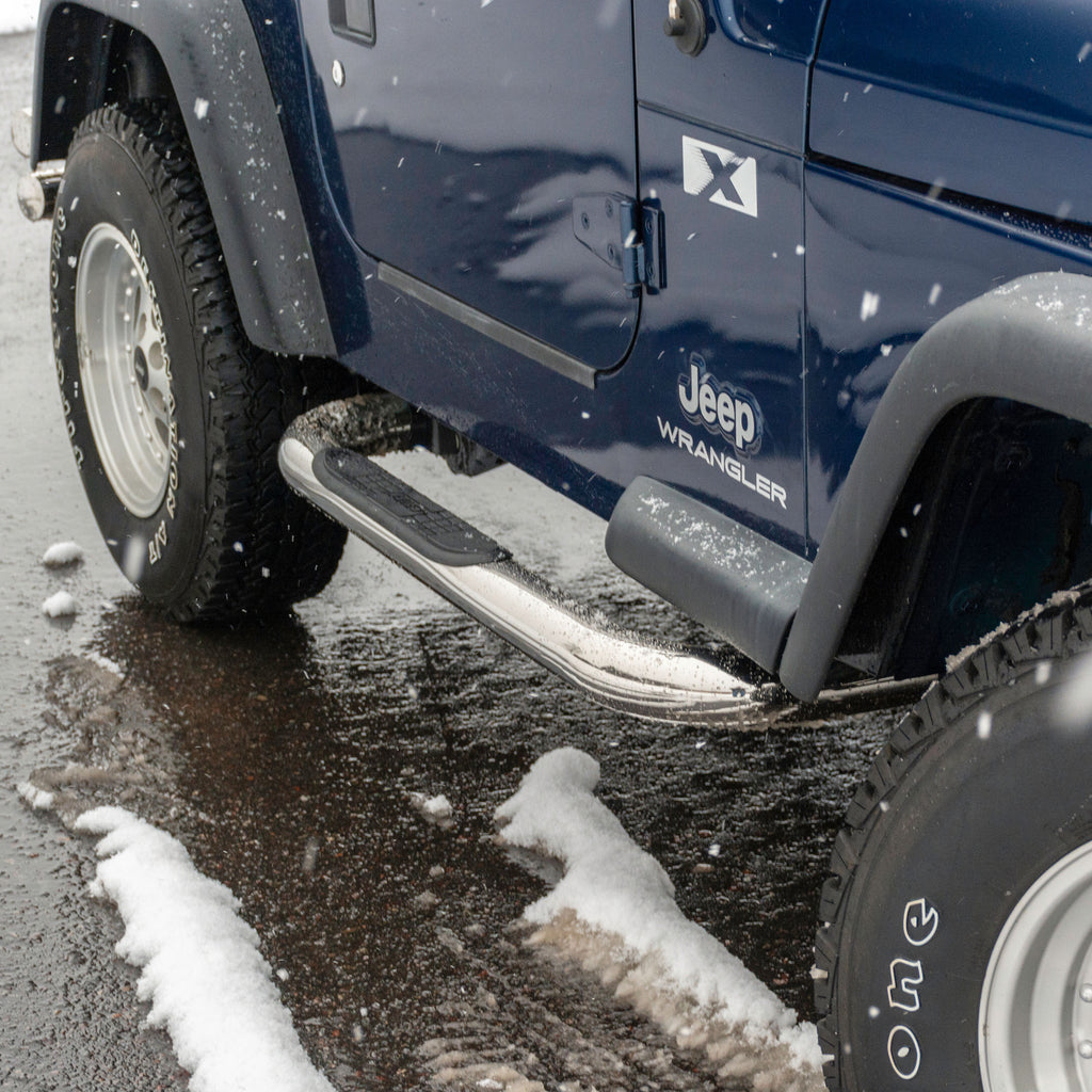 ARIES 35600-2 3" Round Polished Stainless Side Bars, Select Jeep Wrangler YJ, TJ for Select Jeep Wrangler