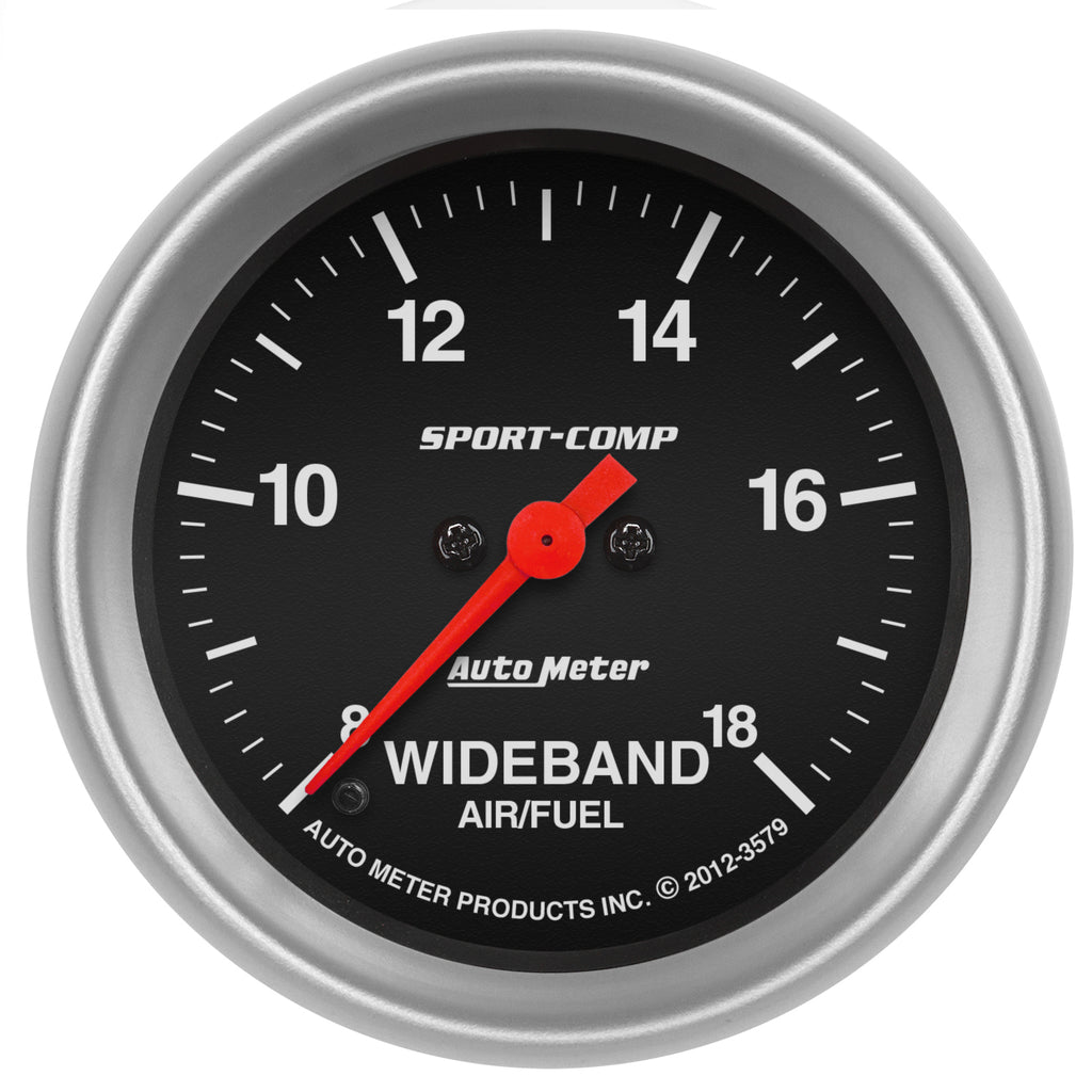 AutoMeter 3579 GAUGE, AIR/FUEL RATIO-WIDEBAND, ANALOG, 2 5/8", 8:1-18:1, STPR MTR, SPORT-COMP
