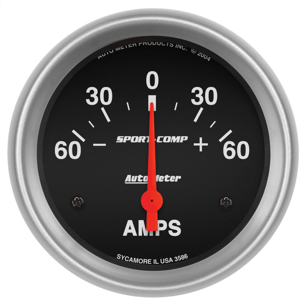 AutoMeter 3586 GAUGE, AMMETER, 2 5/8", 60A, ELECTRIC, SPORT-COMP