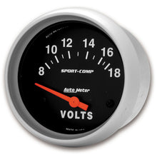 Load image into Gallery viewer, AutoMeter 3592 GAUGE, VOLTMETER, 2 5/8", 18V, ELECTRIC, SPORT-COMP