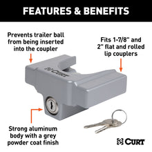 Load image into Gallery viewer, CURT 23079 Trailer Coupler Lock; Fits Most 2in.; 1-7/8in. Couplers (Grey Aluminum) - Truck Part Superstore