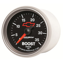 Load image into Gallery viewer, AutoMeter 3604-00406 GAUGE, BOOST, 2 1/16", 35PSI, MECHANICAL, CHEVY RED BOWTIE, BLACK