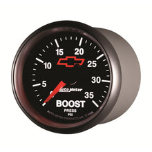 Load image into Gallery viewer, AutoMeter 3604-00406 GAUGE, BOOST, 2 1/16", 35PSI, MECHANICAL, CHEVY RED BOWTIE, BLACK