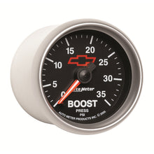 Load image into Gallery viewer, AutoMeter 3604-00406 GAUGE, BOOST, 2 1/16", 35PSI, MECHANICAL, CHEVY RED BOWTIE, BLACK