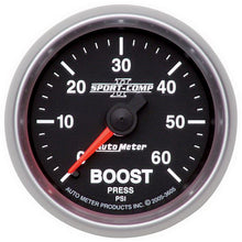 Load image into Gallery viewer, AutoMeter 3605 GAUGE, BOOST, 2 1/16", 60PSI, MECHANICAL, SPORT-COMP II