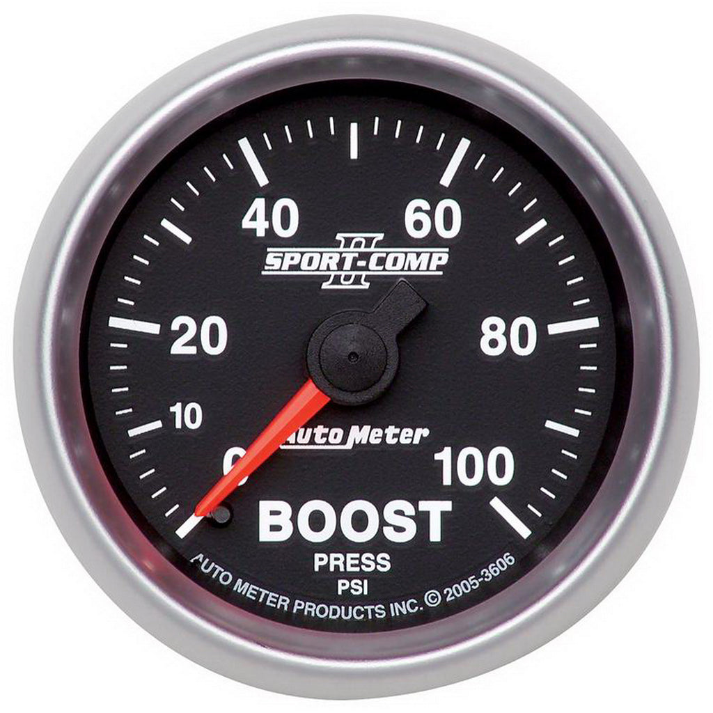 AutoMeter 3606 GAUGE, BOOST, 2 1/16", 100PSI, MECHANICAL, SPORT-COMP II