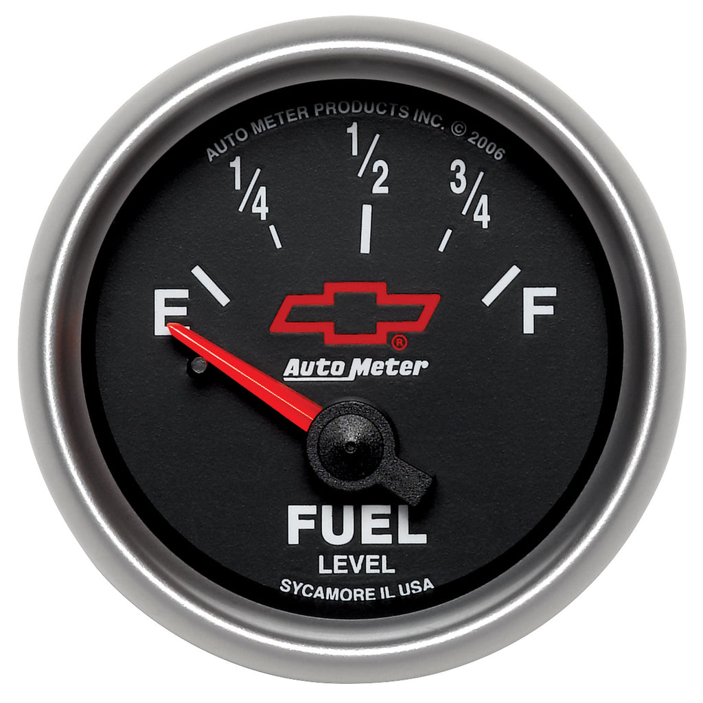 AutoMeter 3613-00406 GAUGE, FUEL LEVEL, 2 1/16", 0OE TO 90OF, ELEC, CHEVY RED BOWTIE, BLACK