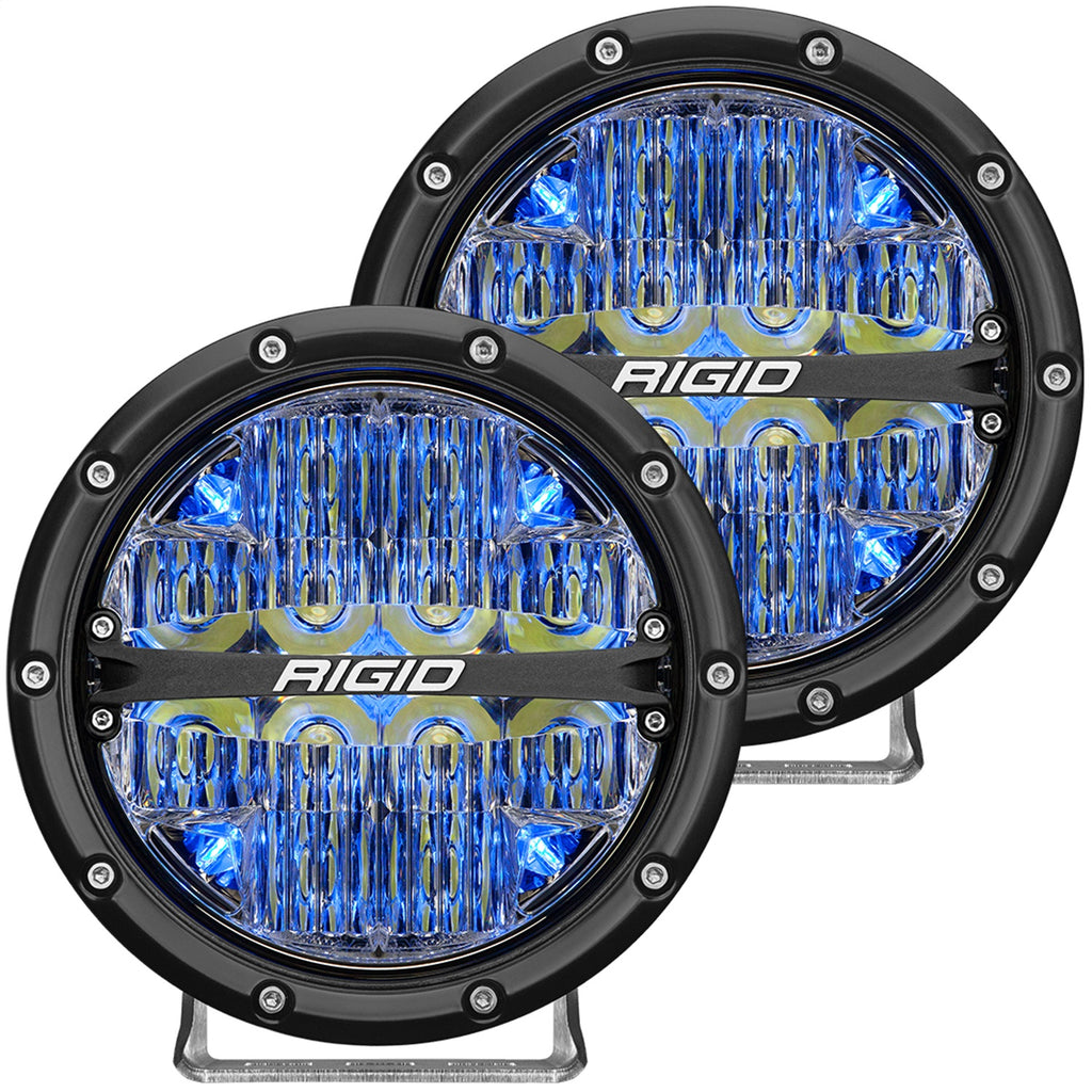 Rigid Industries 36207 360-SERIES 6 INCH LED OFF-ROAD DRIVE BEAM BLUE BACKLIGHT ; PAIR