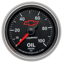 Load image into Gallery viewer, AutoMeter 3621-00406 GAUGE, OIL PRESSURE, 2 1/16", 100PSI, MECHANICAL, CHEVY RED BOWTIE, BLACK
