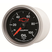 Load image into Gallery viewer, AutoMeter 3621-00406 GAUGE, OIL PRESSURE, 2 1/16", 100PSI, MECHANICAL, CHEVY RED BOWTIE, BLACK