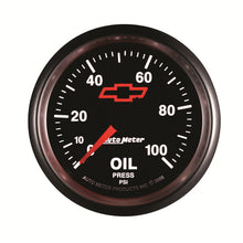 Load image into Gallery viewer, AutoMeter 3621-00406 GAUGE, OIL PRESSURE, 2 1/16", 100PSI, MECHANICAL, CHEVY RED BOWTIE, BLACK