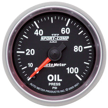 Load image into Gallery viewer, AutoMeter 3621 GAUGE, OIL PRESSURE, 2 1/16", 100PSI, MECHANICAL, SPORT-COMP II