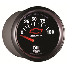 Load image into Gallery viewer, AutoMeter 3627-00406 GAUGE, OIL PRESSURE, 2 1/16", 100PSI, ELECTRIC, CHEVY RED BOWTIE, BLACK