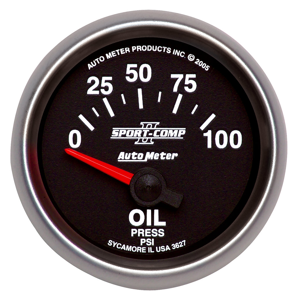 AutoMeter 3627 GAUGE, OIL PRESSURE, 2 1/16", 100PSI, ELECTRIC, SPORT-COMP II