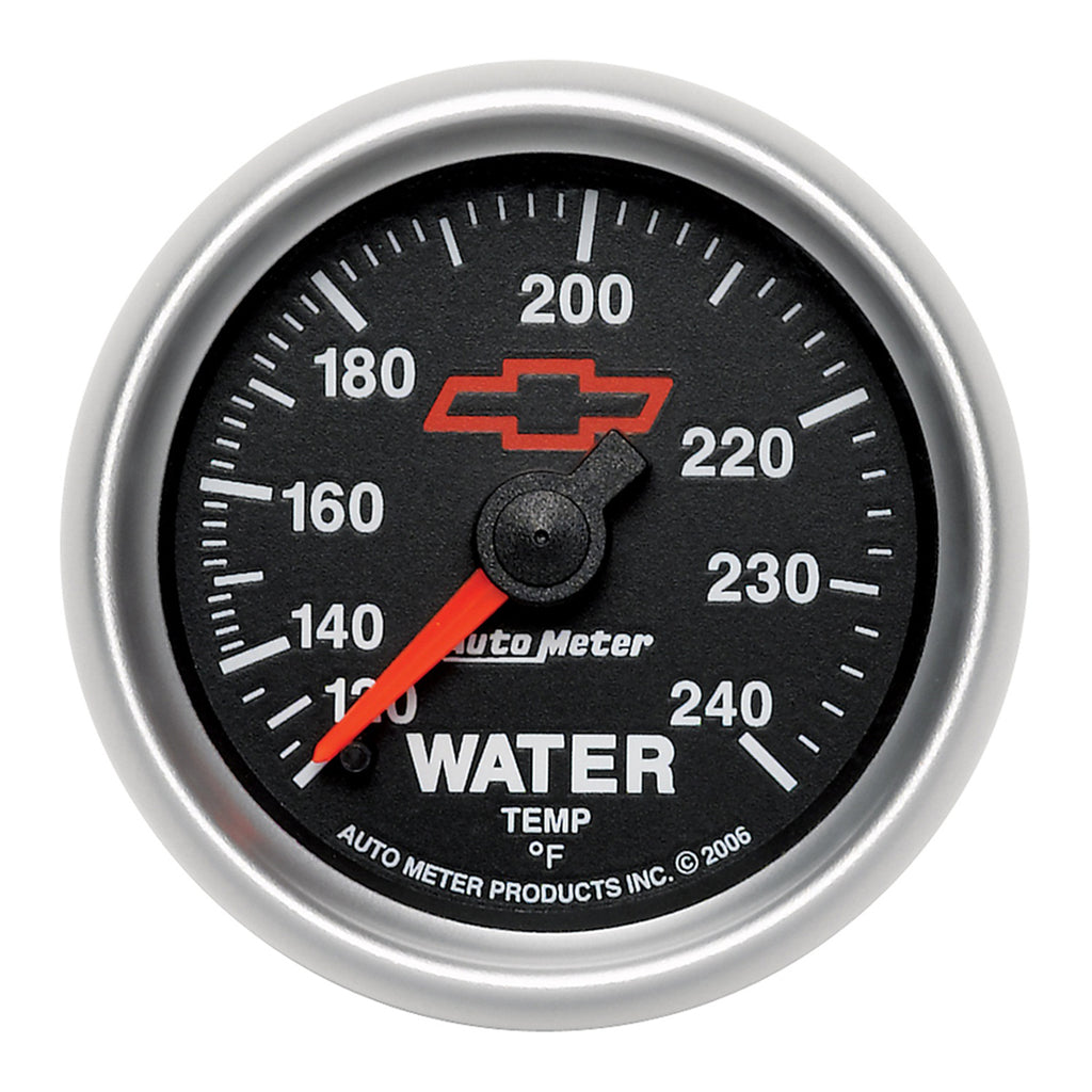 AutoMeter 3632-00406 GAUGE, WATER TEMP, 2 1/16", 120-240?F, MECHANICAL, CHEVY RED BOWTIE, BLACK
