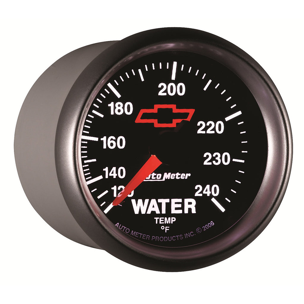 AutoMeter 3632-00406 GAUGE, WATER TEMP, 2 1/16", 120-240?F, MECHANICAL, CHEVY RED BOWTIE, BLACK