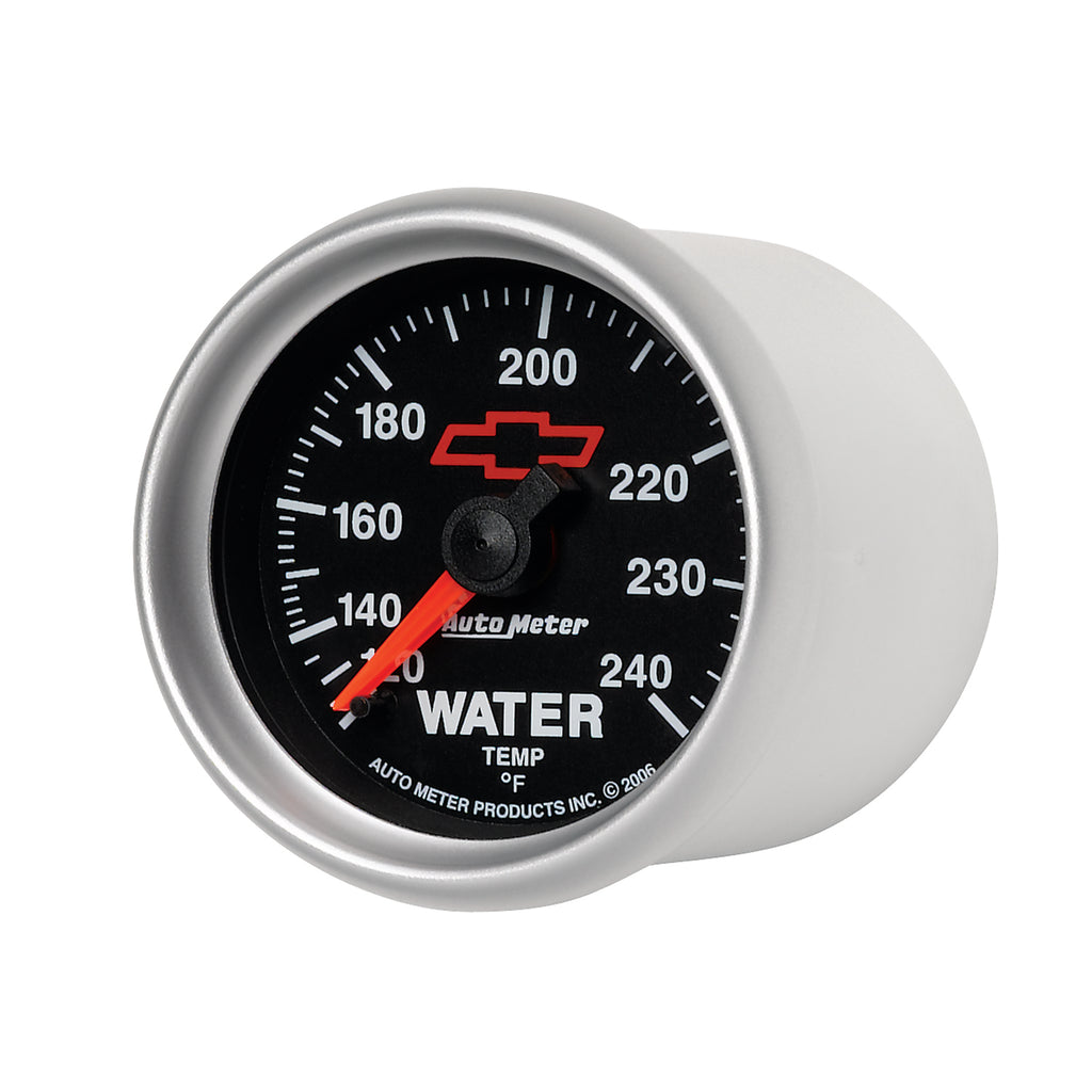 AutoMeter 3632-00406 GAUGE, WATER TEMP, 2 1/16", 120-240?F, MECHANICAL, CHEVY RED BOWTIE, BLACK