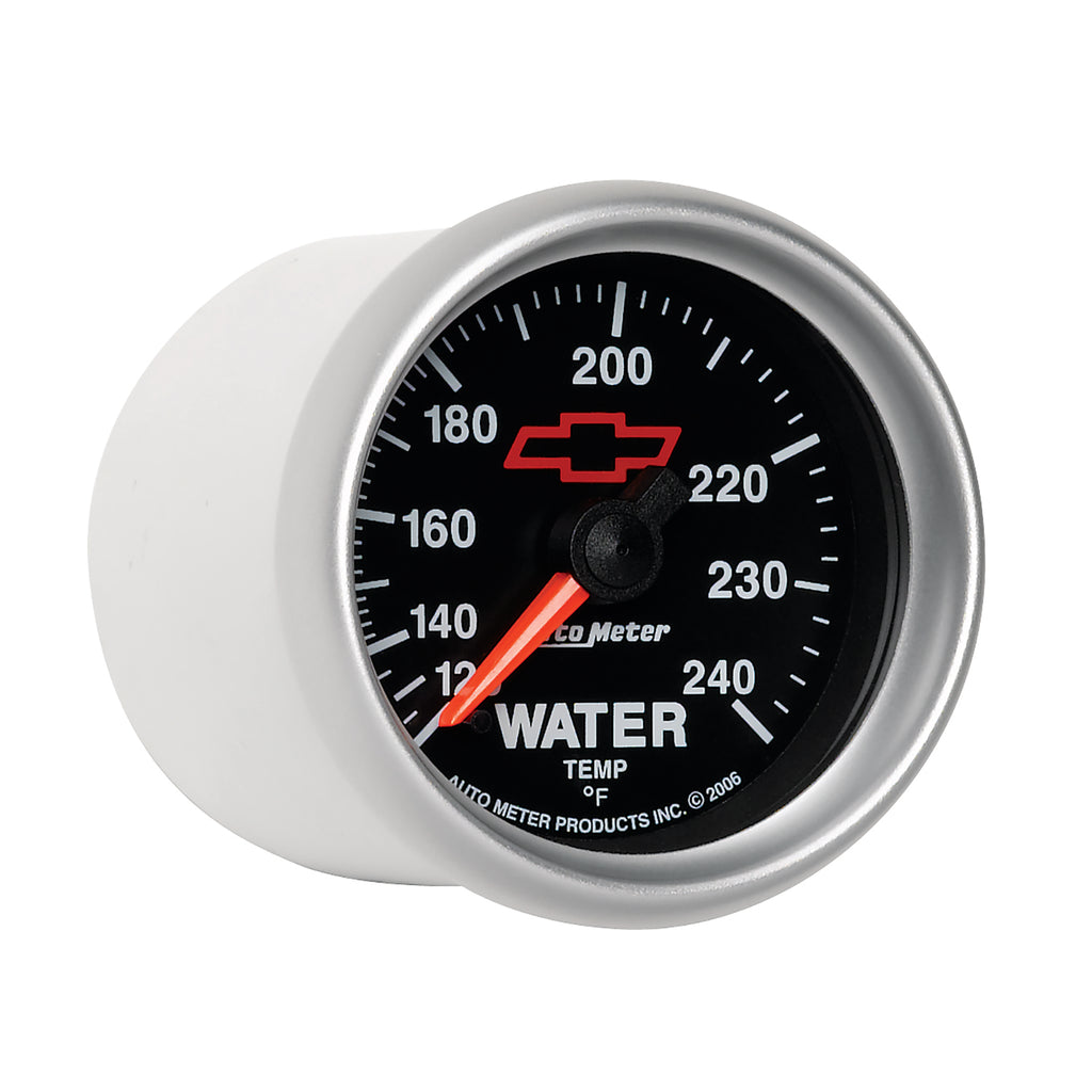 AutoMeter 3632-00406 GAUGE, WATER TEMP, 2 1/16", 120-240?F, MECHANICAL, CHEVY RED BOWTIE, BLACK