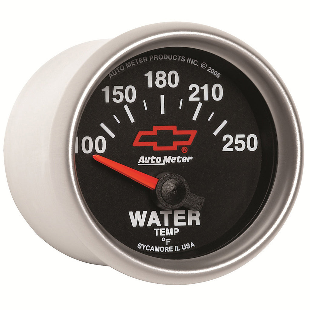 AutoMeter 3637-00406 GAUGE, WATER TEMP, 2 1/16", 100-250?F, ELECTRIC, CHEVY RED BOWTIE, BLACK