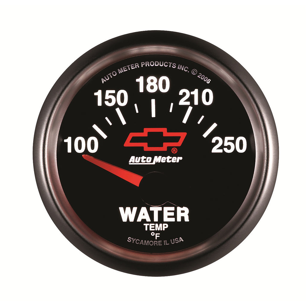 AutoMeter 3637-00406 GAUGE, WATER TEMP, 2 1/16", 100-250?F, ELECTRIC, CHEVY RED BOWTIE, BLACK
