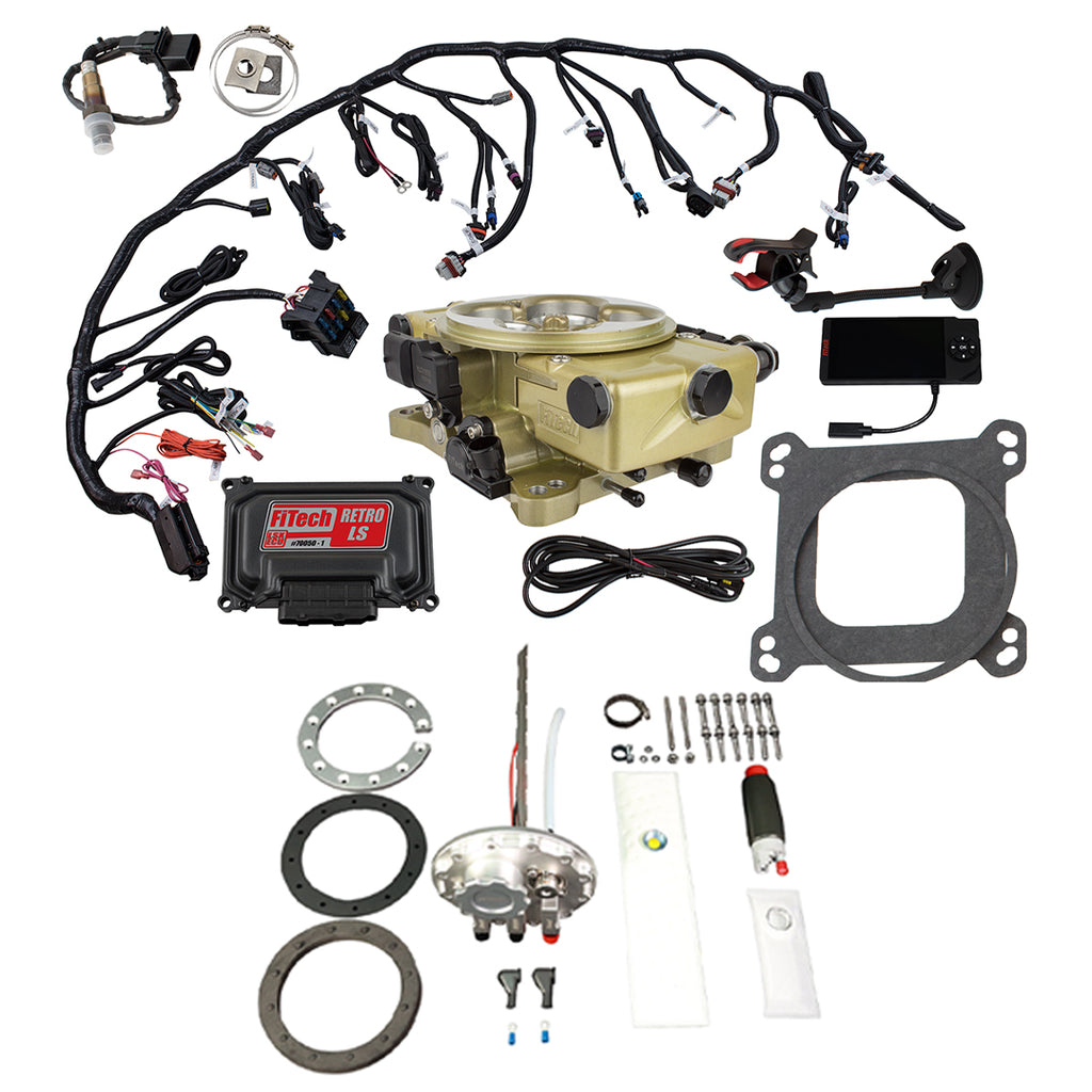 FiTech Fuel Injection 36371 Retro LS 650 HP Classic Gold EFI System Master Kit