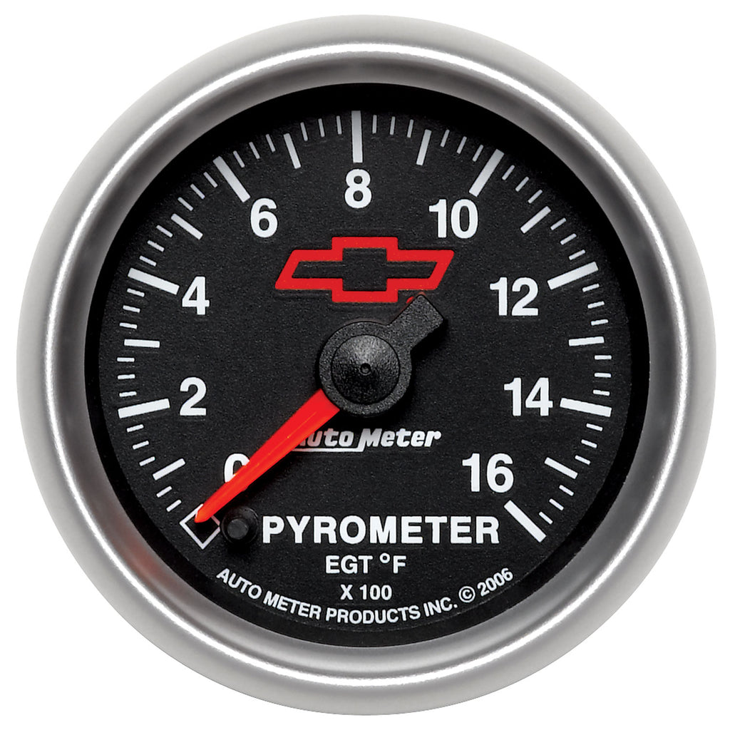 AutoMeter 3644-00406 GAUGE, PYROMETER (EGT), 2 1/16", 1600?F, STEPPER MOTOR, CHEVY RED BOWTIE, BLACK