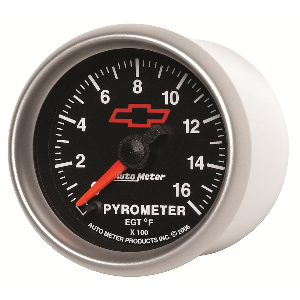 AutoMeter 3644-00406 GAUGE, PYROMETER (EGT), 2 1/16", 1600?F, STEPPER MOTOR, CHEVY RED BOWTIE, BLACK