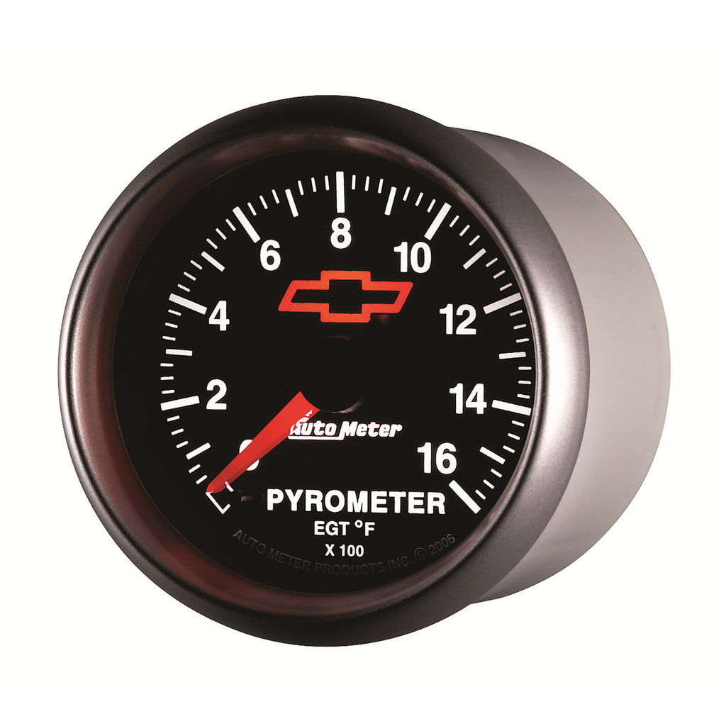 AutoMeter 3644-00406 GAUGE, PYROMETER (EGT), 2 1/16", 1600?F, STEPPER MOTOR, CHEVY RED BOWTIE, BLACK