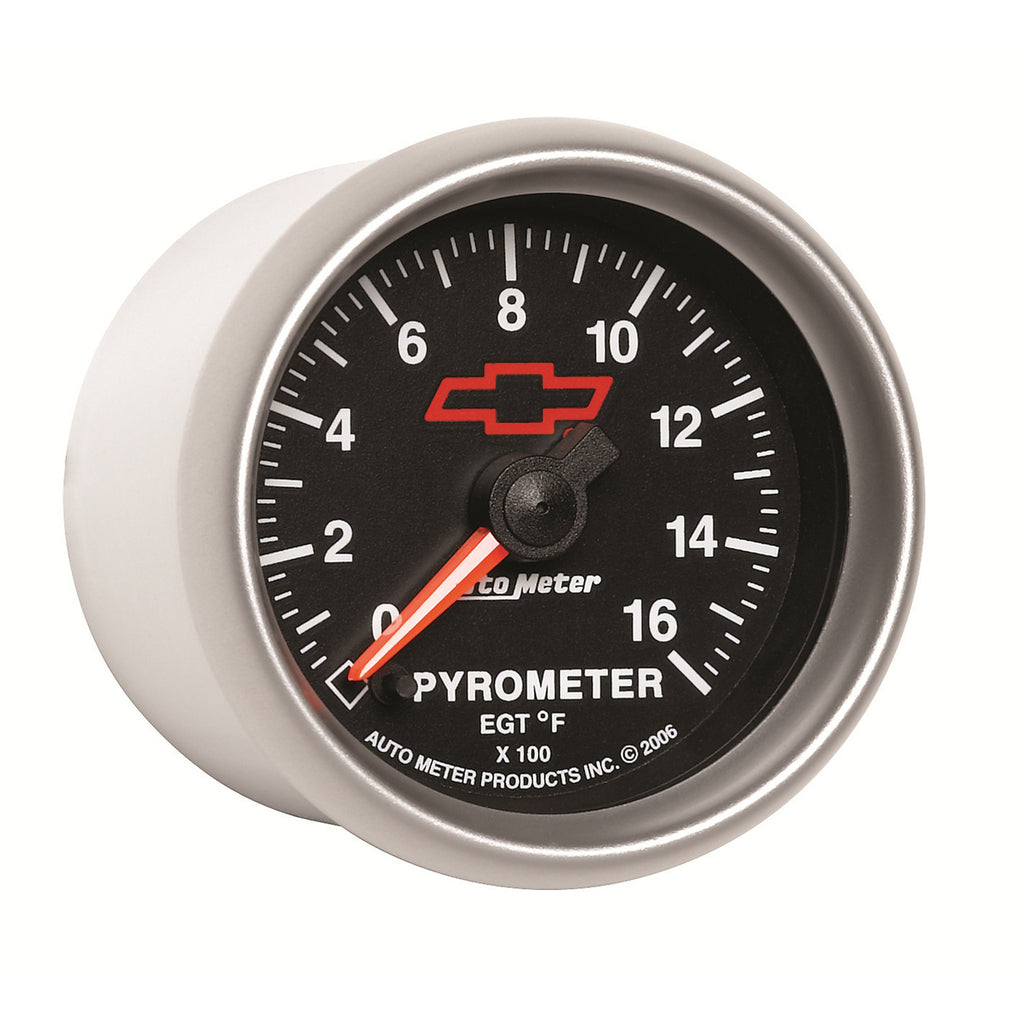 AutoMeter 3644-00406 GAUGE, PYROMETER (EGT), 2 1/16", 1600?F, STEPPER MOTOR, CHEVY RED BOWTIE, BLACK