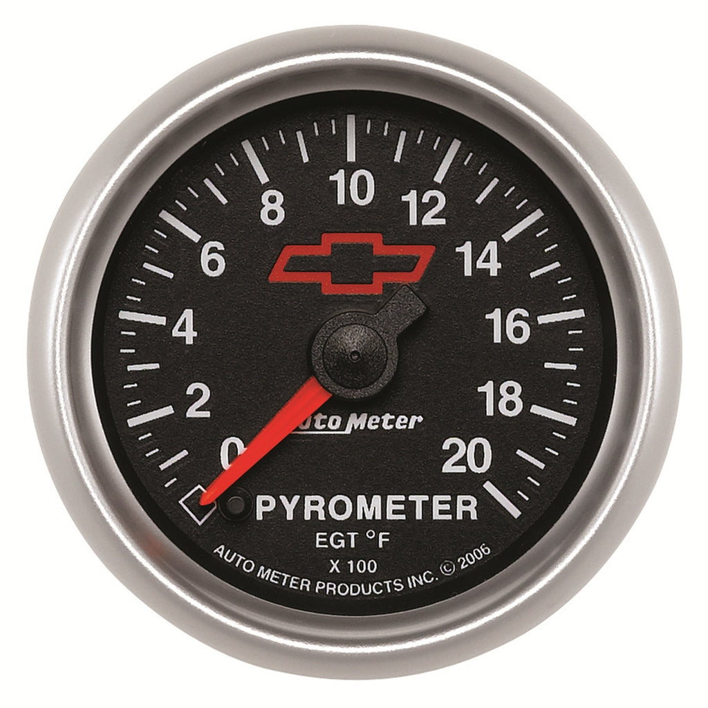 AutoMeter 3645-00406 GAUGE, PYROMETER (EGT), 2 1/16", 2000?F, STEPPER MOTOR, CHEVY RED BOWTIE, BLACK