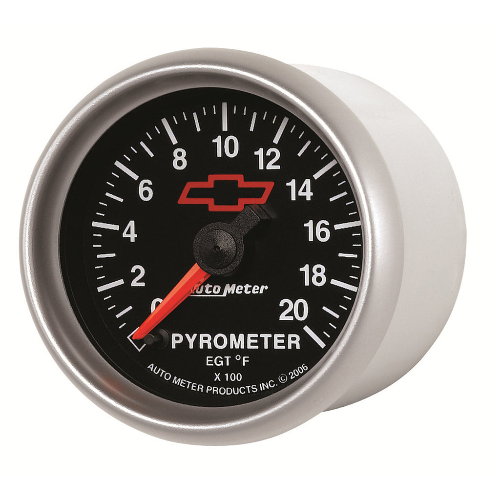 AutoMeter 3645-00406 GAUGE, PYROMETER (EGT), 2 1/16", 2000?F, STEPPER MOTOR, CHEVY RED BOWTIE, BLACK