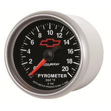 Load image into Gallery viewer, AutoMeter 3645-00406 GAUGE, PYROMETER (EGT), 2 1/16", 2000?F, STEPPER MOTOR, CHEVY RED BOWTIE, BLACK