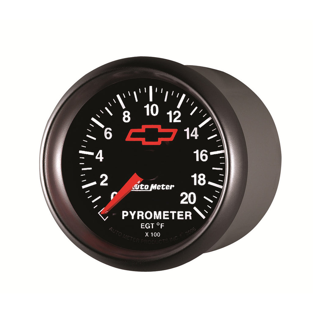 AutoMeter 3645-00406 GAUGE, PYROMETER (EGT), 2 1/16", 2000?F, STEPPER MOTOR, CHEVY RED BOWTIE, BLACK