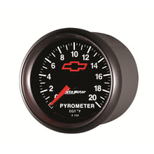Load image into Gallery viewer, AutoMeter 3645-00406 GAUGE, PYROMETER (EGT), 2 1/16", 2000?F, STEPPER MOTOR, CHEVY RED BOWTIE, BLACK