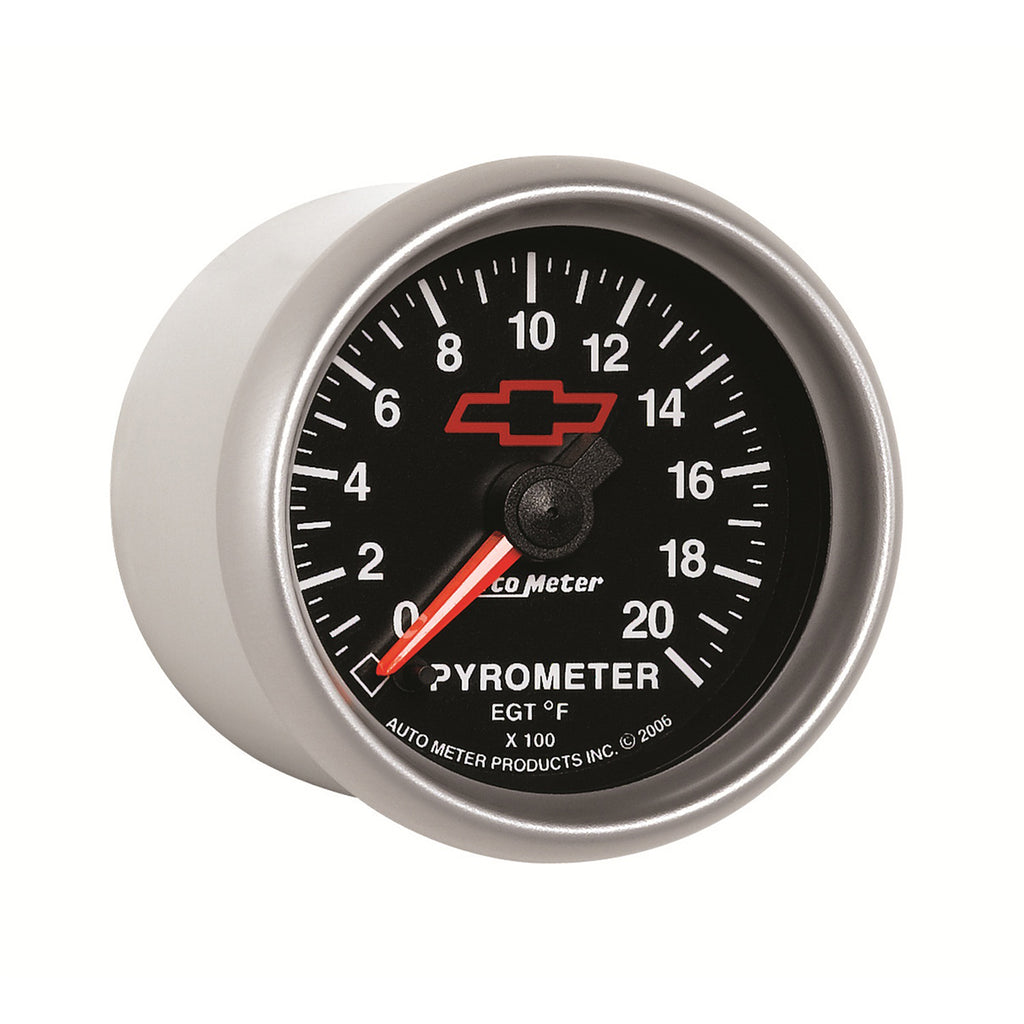 AutoMeter 3645-00406 GAUGE, PYROMETER (EGT), 2 1/16", 2000?F, STEPPER MOTOR, CHEVY RED BOWTIE, BLACK