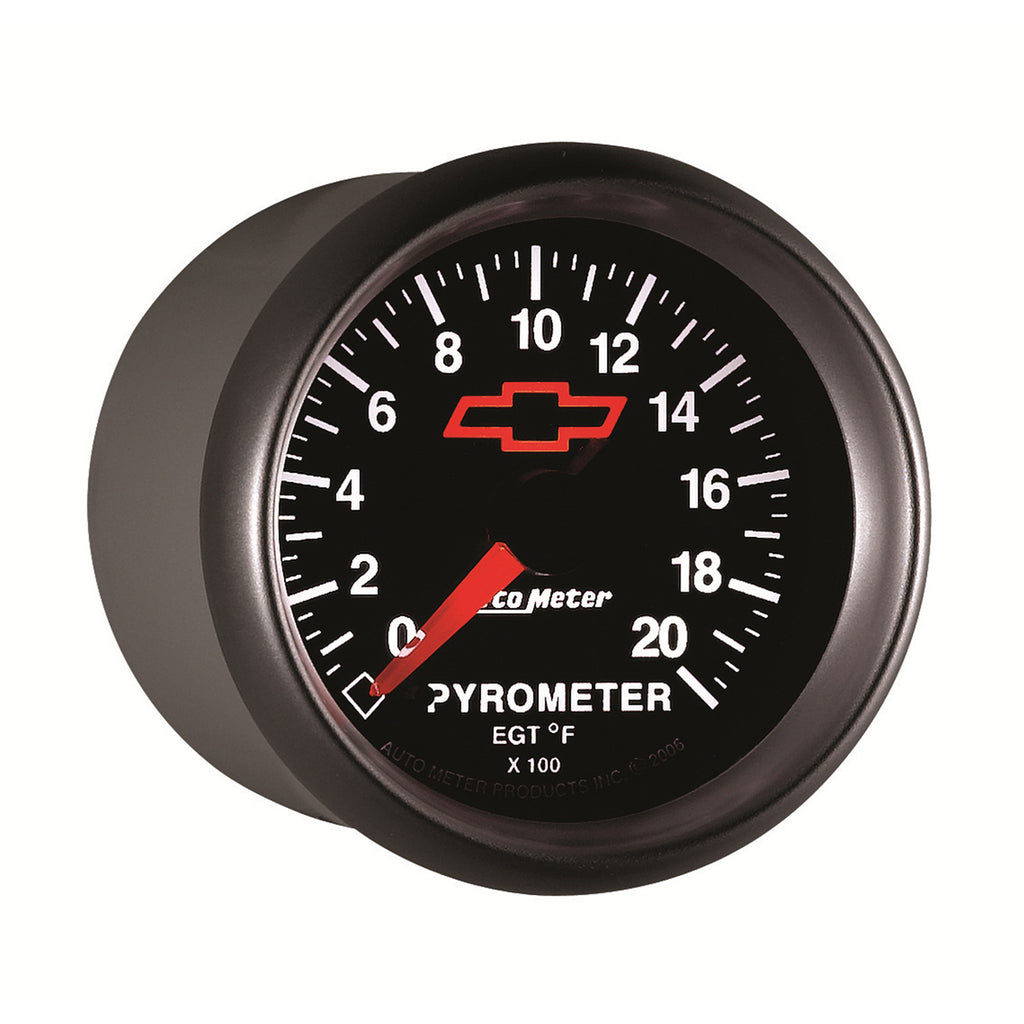 AutoMeter 3645-00406 GAUGE, PYROMETER (EGT), 2 1/16", 2000?F, STEPPER MOTOR, CHEVY RED BOWTIE, BLACK