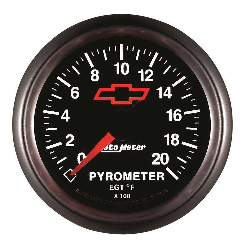 AutoMeter 3645-00406 GAUGE, PYROMETER (EGT), 2 1/16", 2000?F, STEPPER MOTOR, CHEVY RED BOWTIE, BLACK