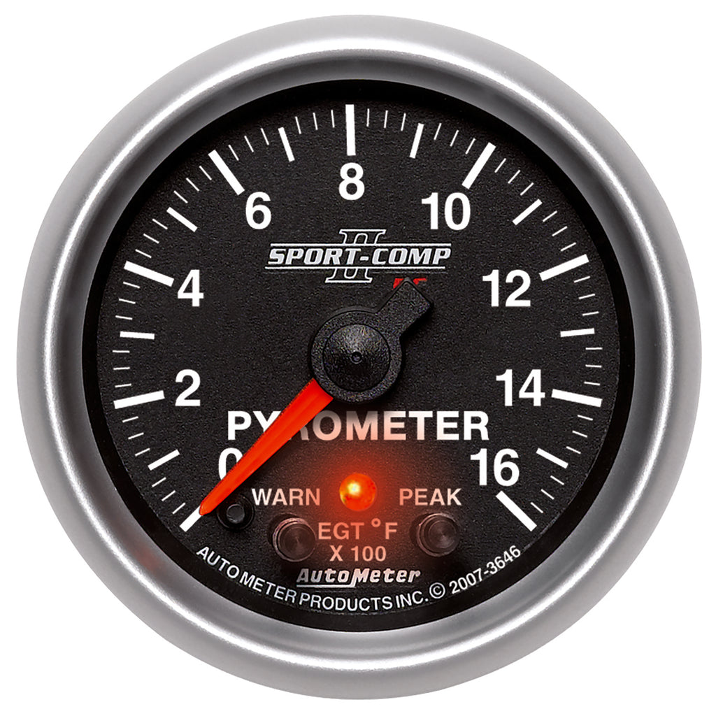 AutoMeter 3646 GAUGE, PYROMETER (EGT), 2 1/16", 1600?F, STEPPER MOTOR W/PK & WRN, SPORT-COMP II