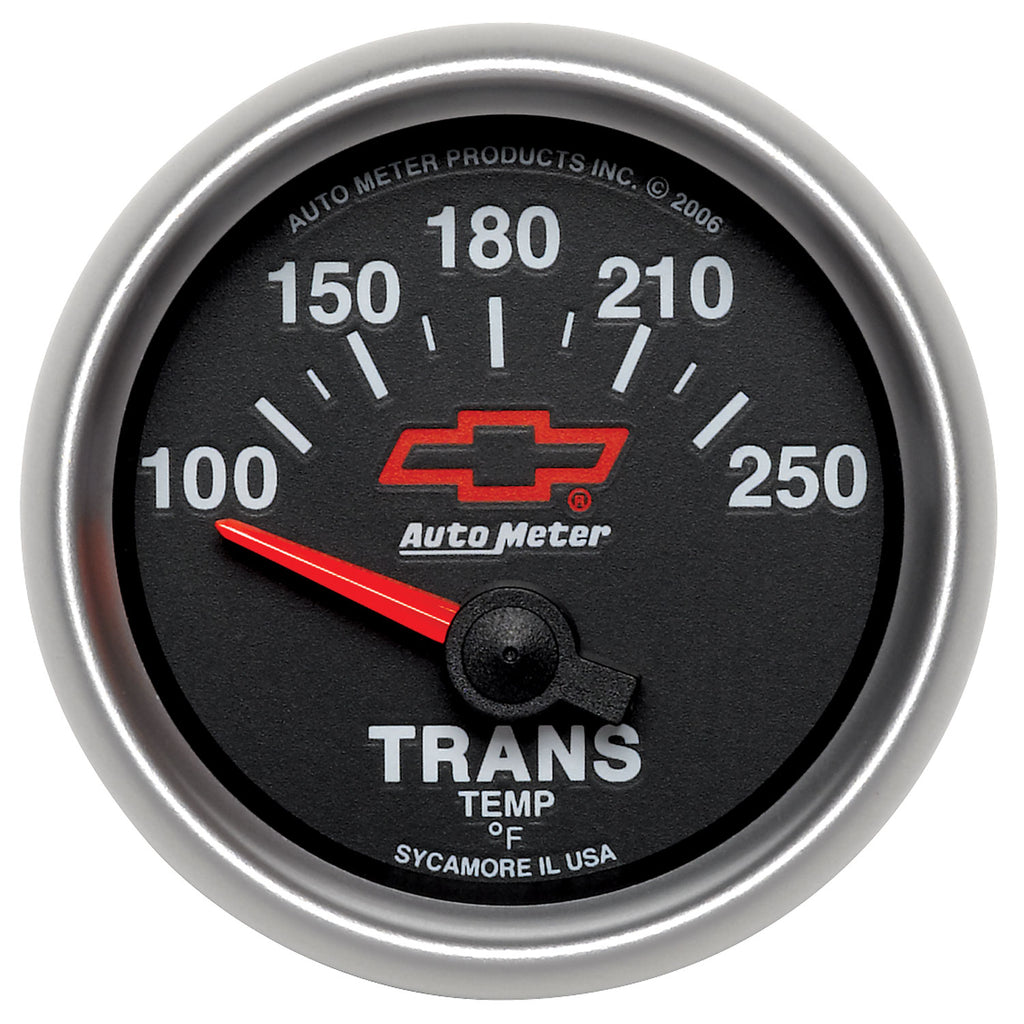 AutoMeter 3649-00406 GAUGE, TRANSMISSION TEMP, 2 1/16", 100-250?F, ELECTRIC, CHEVY RED BOWTIE, BLACK