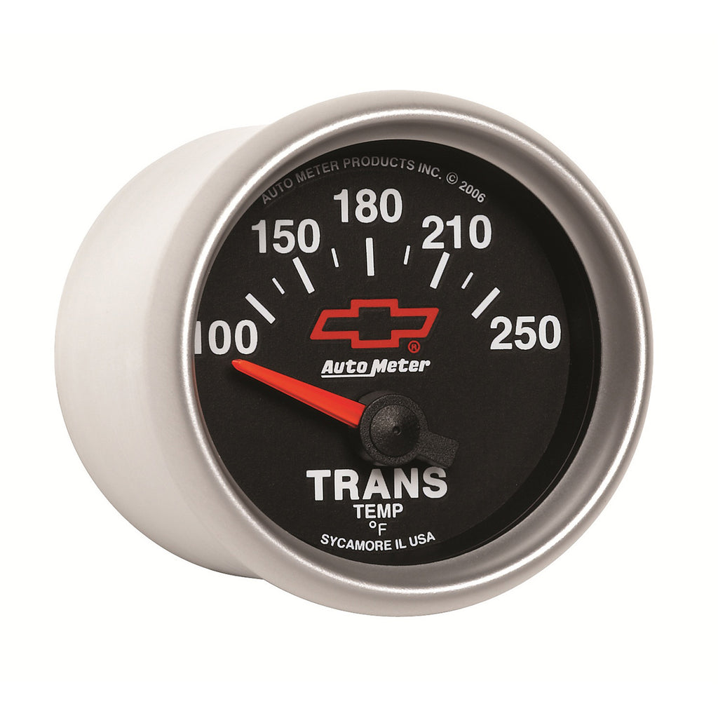 AutoMeter 3649-00406 GAUGE, TRANSMISSION TEMP, 2 1/16", 100-250?F, ELECTRIC, CHEVY RED BOWTIE, BLACK