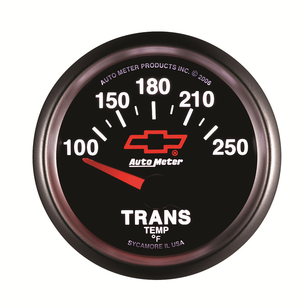 AutoMeter 3649-00406 GAUGE, TRANSMISSION TEMP, 2 1/16", 100-250?F, ELECTRIC, CHEVY RED BOWTIE, BLACK