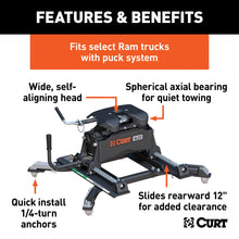 Load image into Gallery viewer, CURT 16687 Q20 Sliding 5th Wheel Hitch; 20K; Select Ram 2500; 3500; 6.5ft. Bed Puck System - Truck Part Superstore