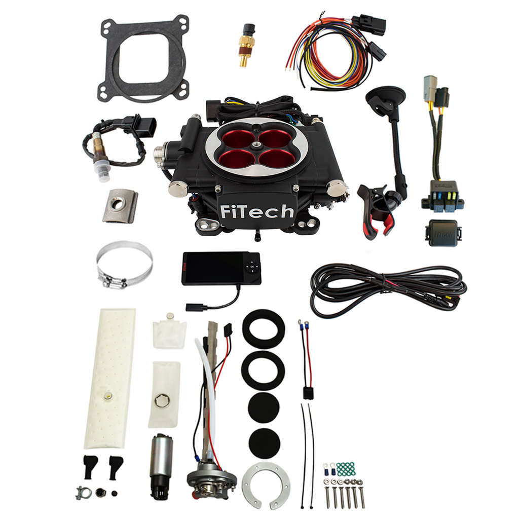 FiTech Fuel Injection 36504 Go EFI 4 600 HP Power Adder Matte Black EFI System Master Kit